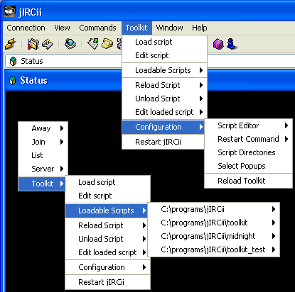 Shows Toolkit menu